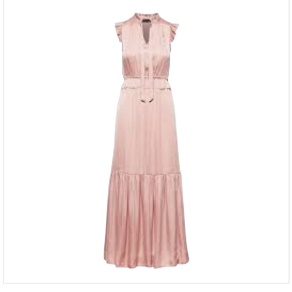 Banana Republic Dresses & Skirts - Banana Republic Soft Satin Blush Pink Sleeveless Ruffle Maxi Dress Size 8